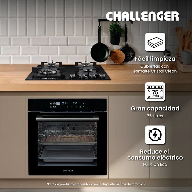 Horno de Empotrar Challenger Eléctrico V-HE 9662, Aura Negro