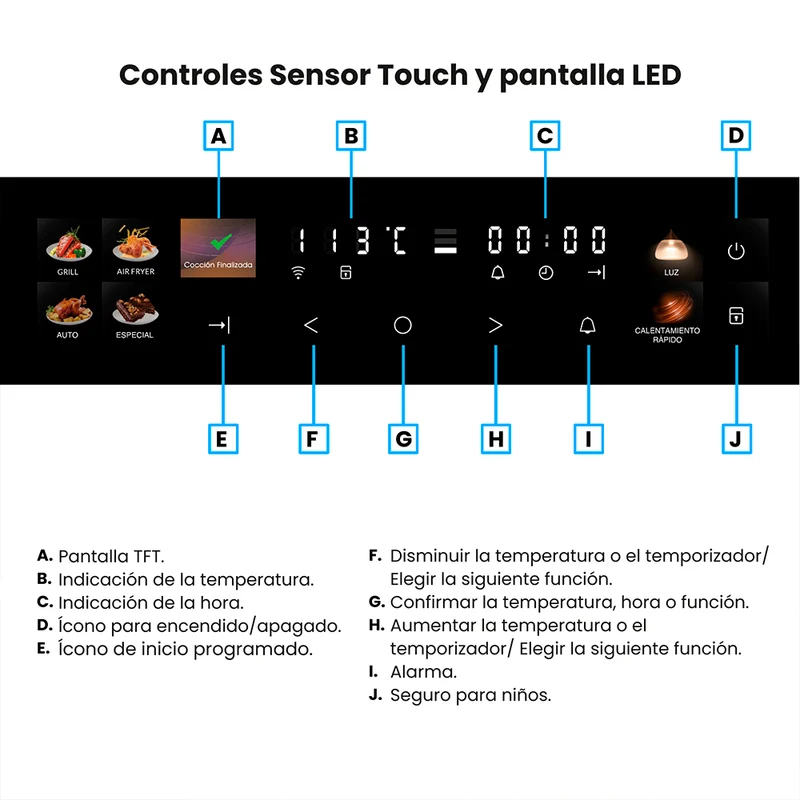 Horno de Empotrar Challenger Eléctrico V-HE 9662, Aura Negro