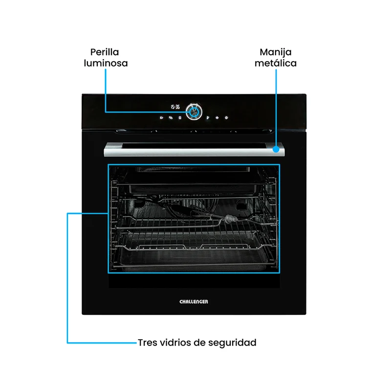 Horno de Empotrar Challenger Eléctrico, Aura Negro