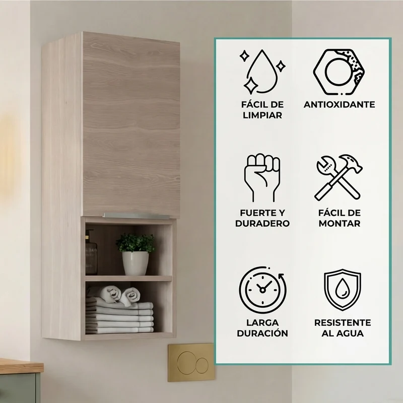 Gabinete de Baño Real, Humo, Ideal para Espacios Reducidos ZF