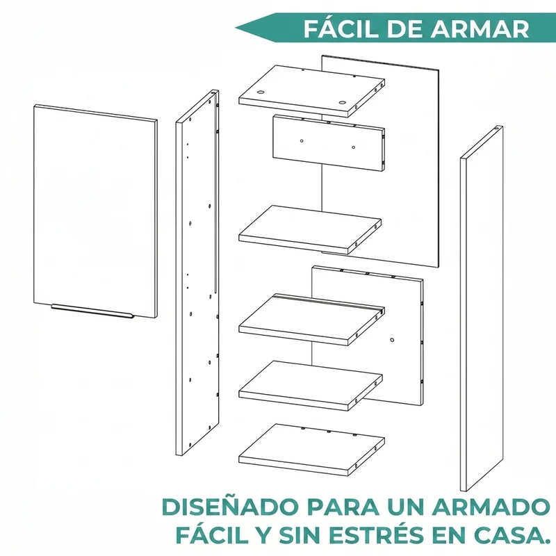 Gabinete de Baño Real, Humo, Ideal para Espacios Reducidos ZF