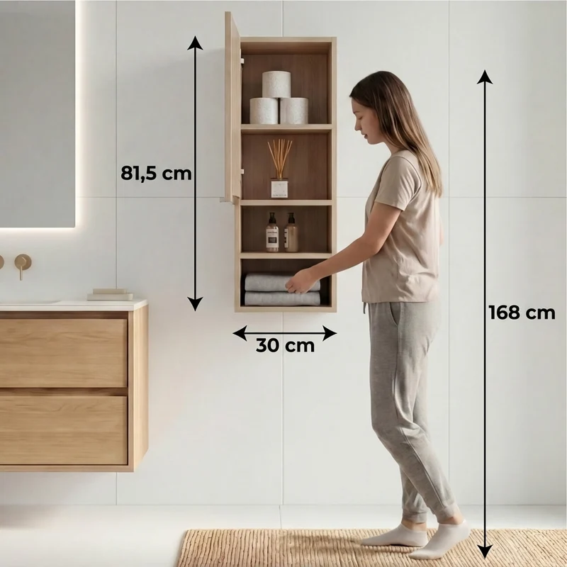 Gabinete de Baño Real, Humo, Ideal para Espacios Reducidos ZF