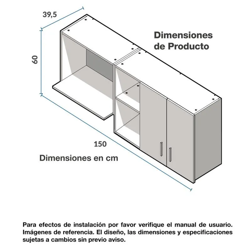 Mueble Superior para Cocina 150cm 2 Puertas Challenger Sa35150 Nola