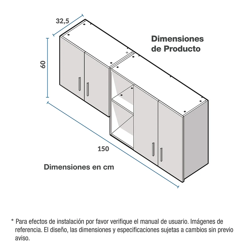 Mueble Superior para Cocina 150cm 4 Puertas Challenger Sa31150 Acandi