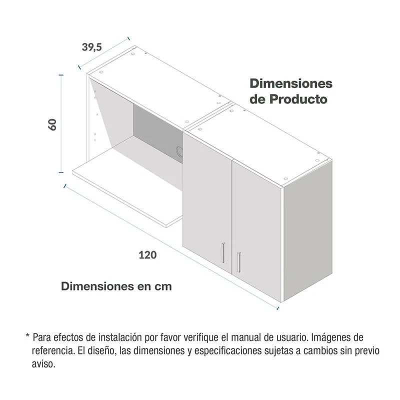Mueble Superior para Cocina 120cm 2 Puertas Challenger Sa35120 Nola