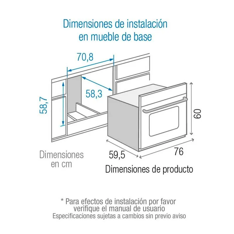 Horno Empotrar Mixto Inox 68lts 76cm 220V Challenger Hg9763