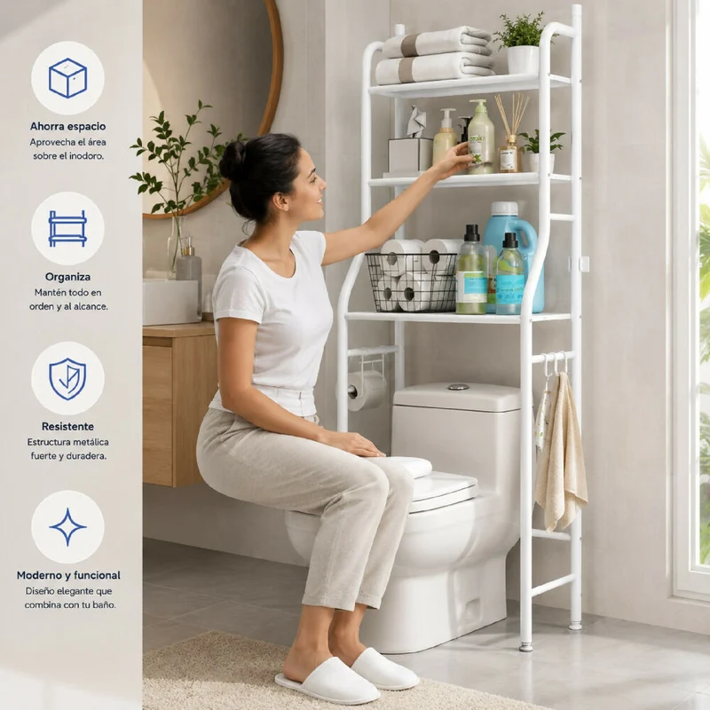 Estante Organizador de Baño Soporte de Almacenamiento 3 Niveles