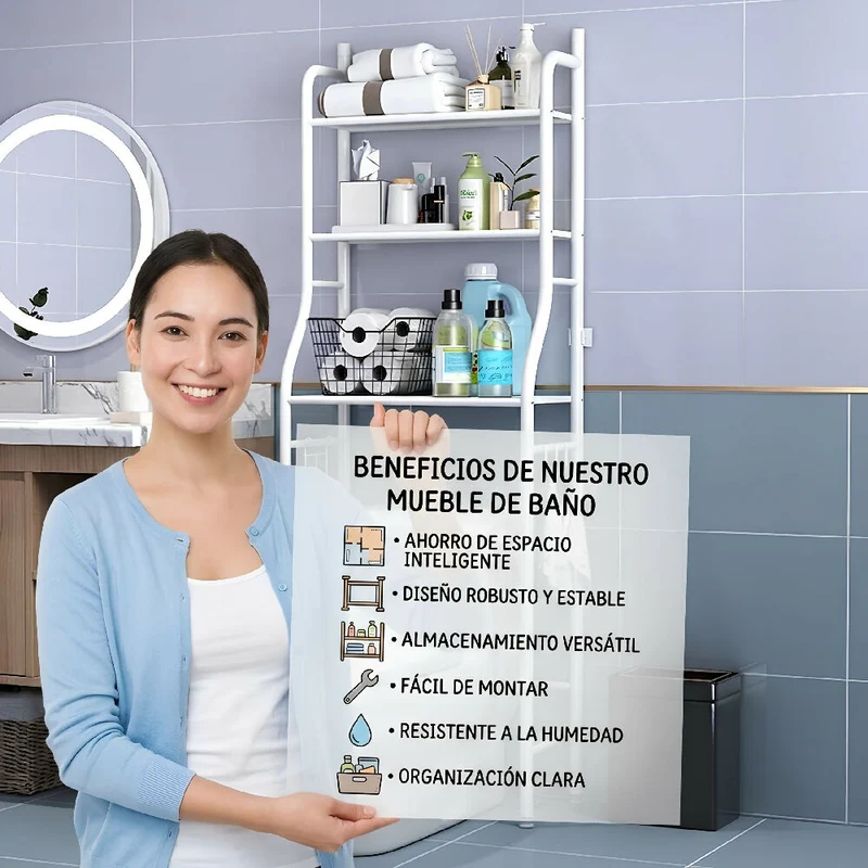 Estante Organizador de Baño Soporte de Almacenamiento 3 Niveles