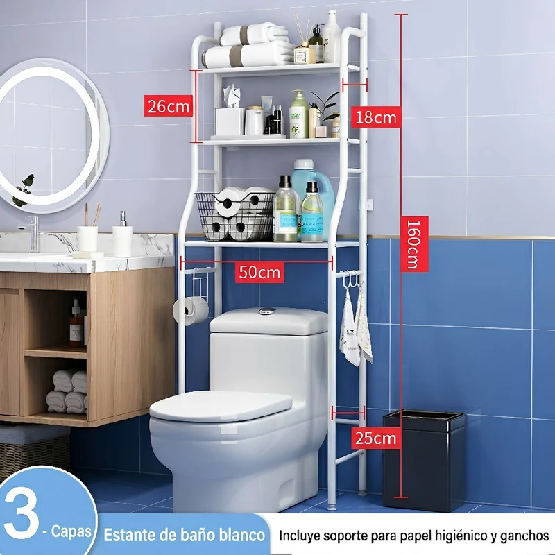Estante Organizador de Baño Soporte de Almacenamiento 3 Niveles
