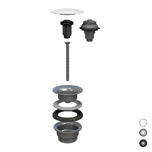 Piletta a scatto per lavabo e bidet manitapi tappo in ceramica bianca luc.
