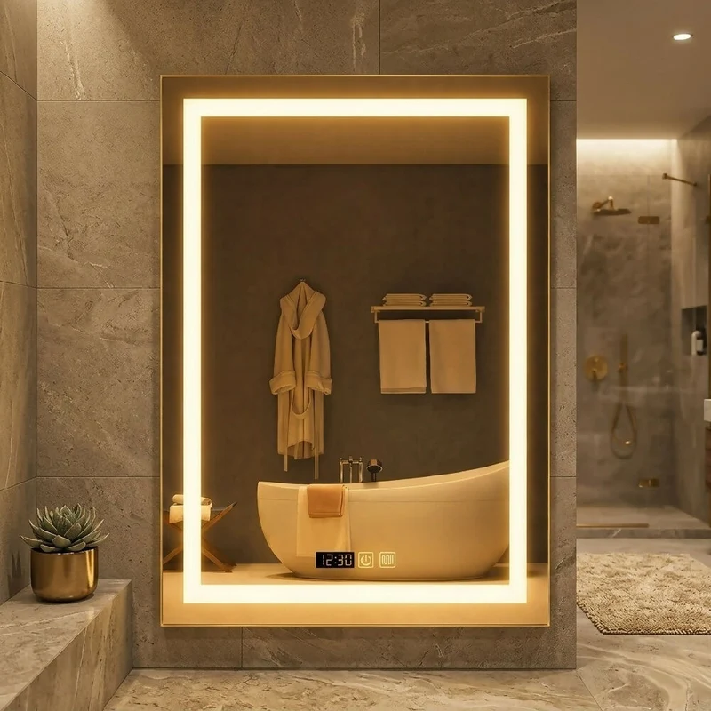 Espejo LED Vertical para Baño Moderno 80x60 sin Marco