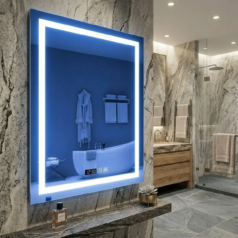 Espejo LED Vertical para Baño Moderno 80x60 sin Marco