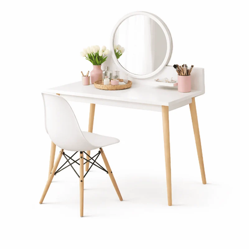 Tocador Nice 135x100x40cm Blanco + Silla Blanca