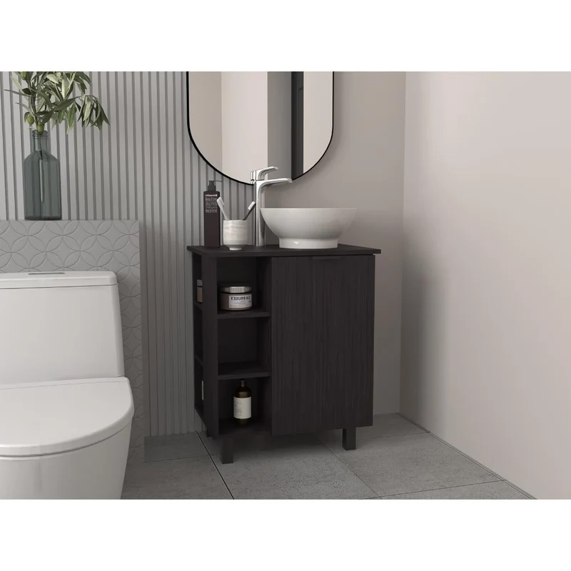Mueble para Lavamanos Alegra, Wengue, Incluye Lavamanos Vessel Sabina ZF