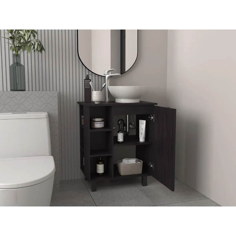 Mueble para Lavamanos Alegra, Wengue, Incluye Lavamanos Vessel Sabina ZF