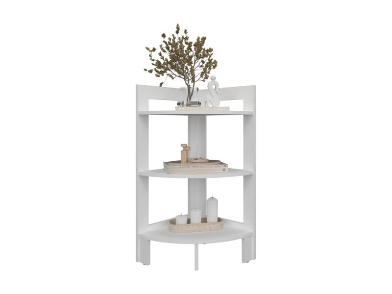 Mesa Auxiliar Esquinera Athos, Blanco, con Diseño Práctico ZF
