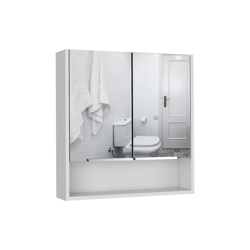 Gabinete de Baño Rawana, Blanco, Incluye Espejo y Entrepaños para Guardar Objetos de Aseo ZF