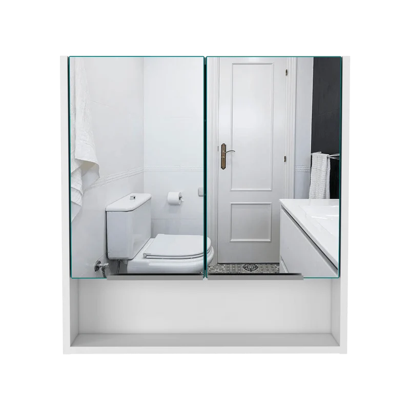 Gabinete de Baño Rawana, Blanco, Incluye Espejo y Entrepaños para Guardar Objetos de Aseo ZF