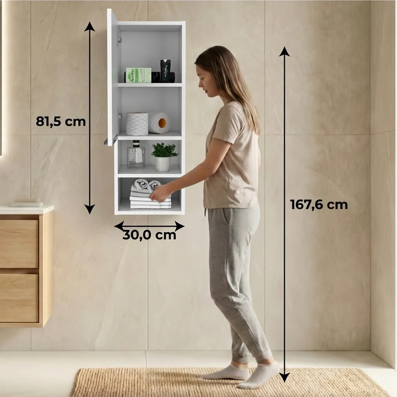 Gabinete de Baño Real, Blanco, con Tres Entrepaños ZF