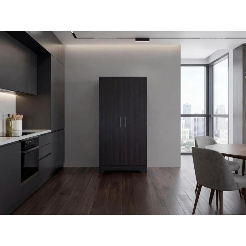 Alacena Ossa, Wengue, con 3 Entrepaños y 2 Puertas para Implementos de Cocina ZF