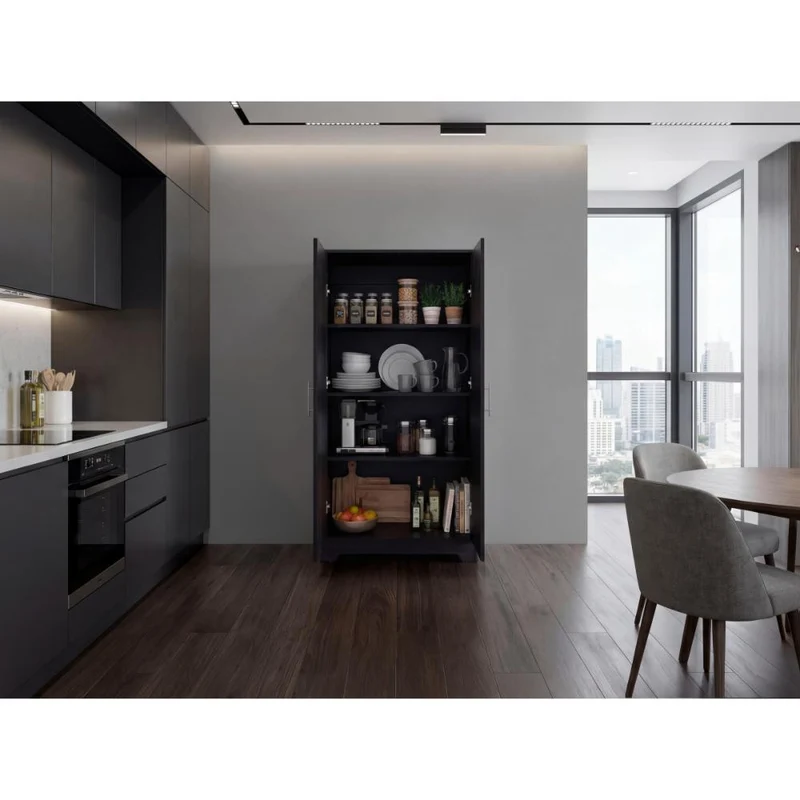 Alacena Ossa, Wengue, con 3 Entrepaños y 2 Puertas para Implementos de Cocina ZF