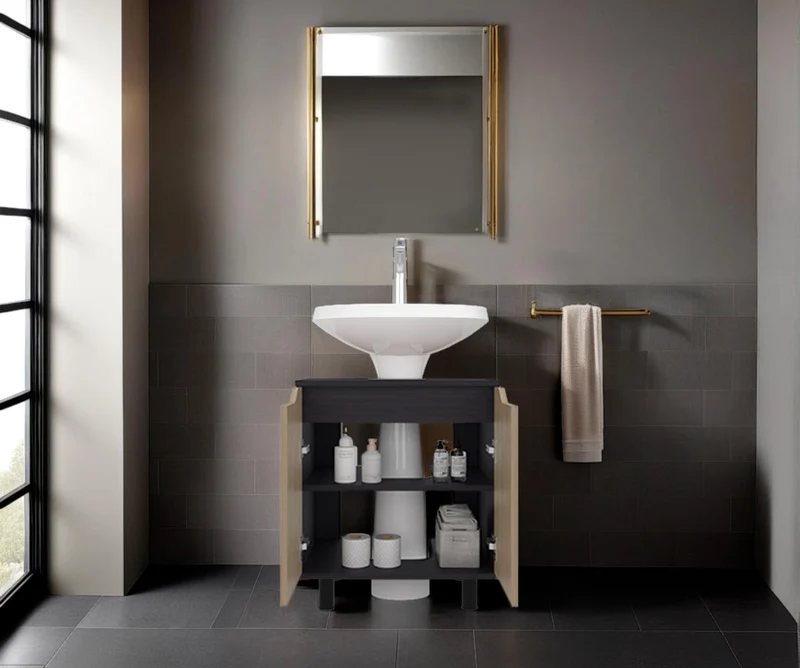 Mueble para Lavamanos Marlo, Kronos Wengue y Kronos Fresno, No Incluye Lavamanos