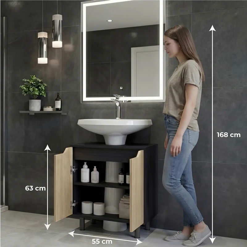 Mueble para Lavamanos Marlo, Kronos Wengue y Kronos Fresno, No Incluye Lavamanos