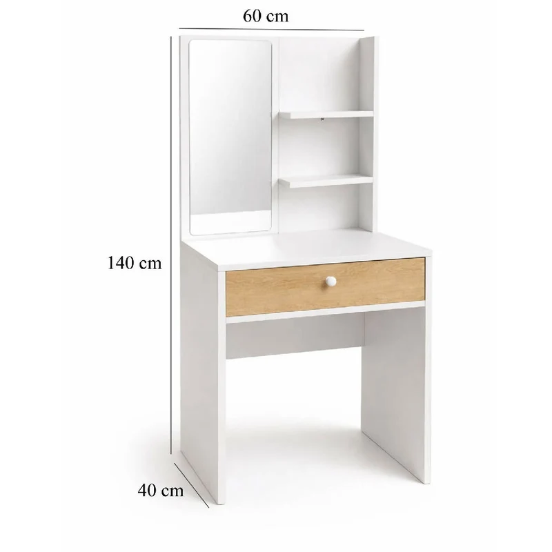 Combo Tocador Tolouse 140x70x40cm Blanco + Silla Blanca