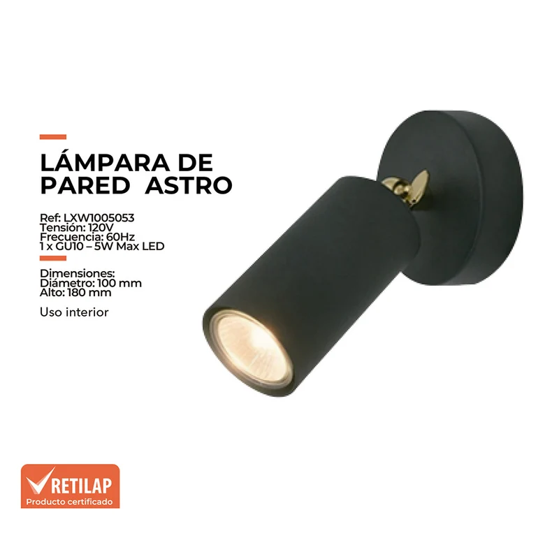 Lámpara de Pared Astro, Negro