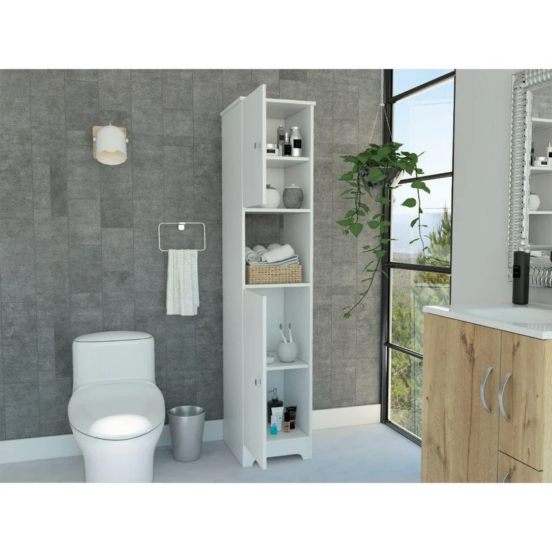 Mueble Auxiliar de Baño Ibis, Blanco, con Dos Puertas Batientes ZF