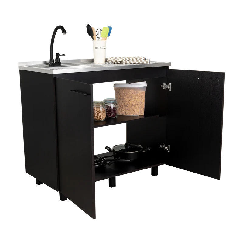Gabinete Inferior Cantabria, Wengue, Ideal para Espacio Reducidos ZF