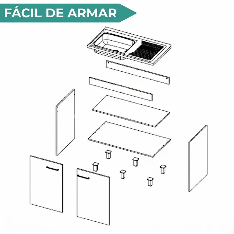 Gabinete Inferior Cantabria, Wengue, Ideal para Espacio Reducidos ZF