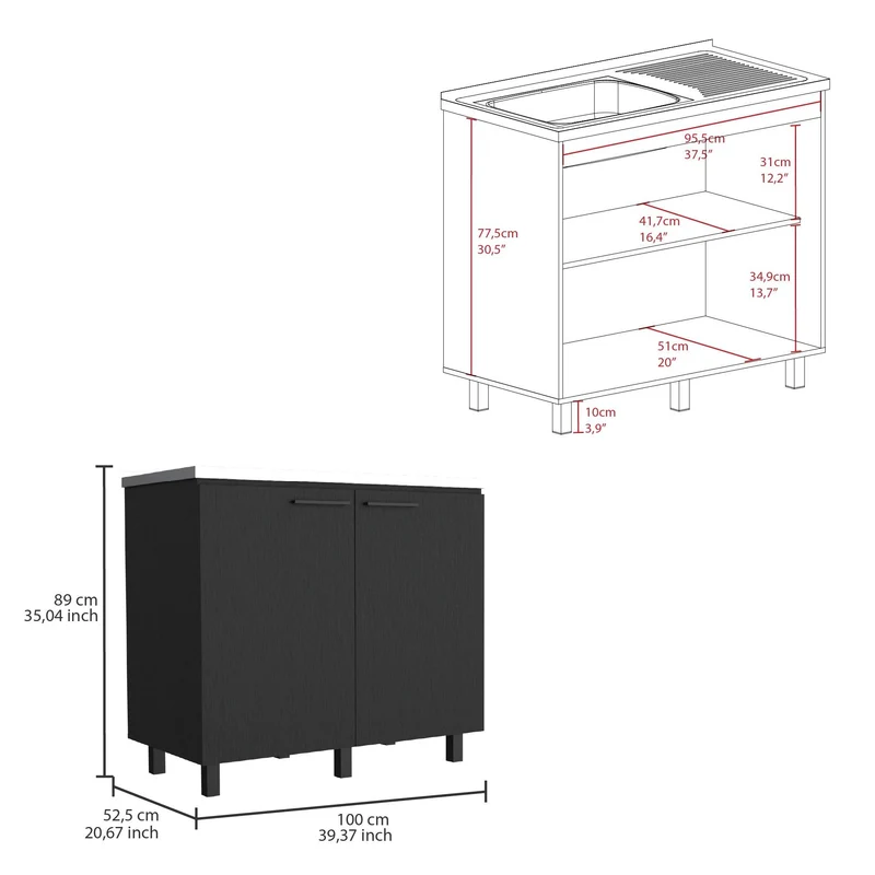 Gabinete Inferior Cantabria, Wengue, Ideal para Espacio Reducidos ZF