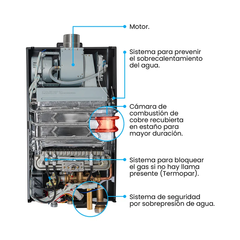 Calentador de Paso Challenger 12 Litros Tiro, Negro