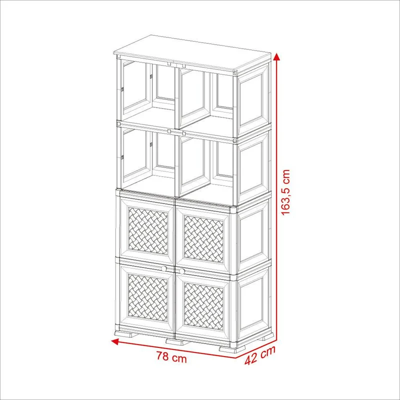 Mueble Organizador Elegance Rattan Monet, Cocoa, con Dos Puertas Batientes