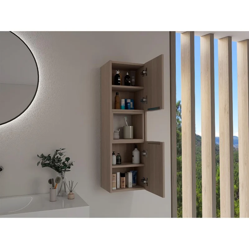 Gabinete de Baño Kairoz, Bardolino, con Dos Puertas Abatibles y Cinco Entrepaños ZF
