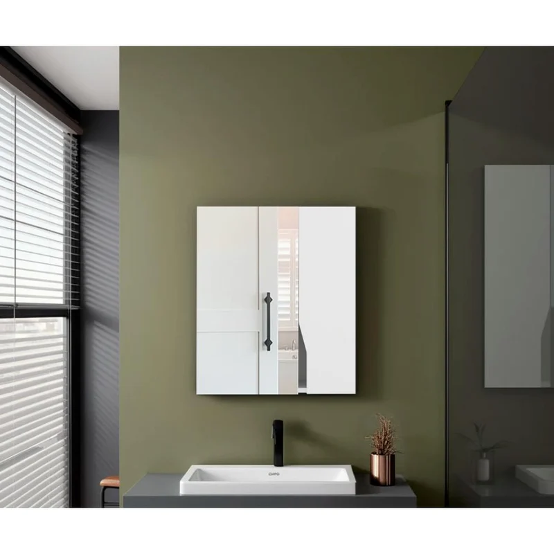 Gabinete de Baño Tuina, Blanco, con Espejo y con Espacio para Guardar Objetos de Aseo Personales ZF