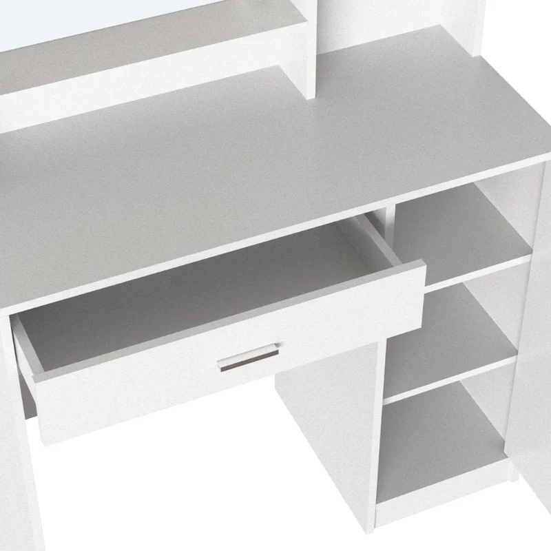 Tocador con Luces LED Aura, Blanco Mate, Incluye la Silla