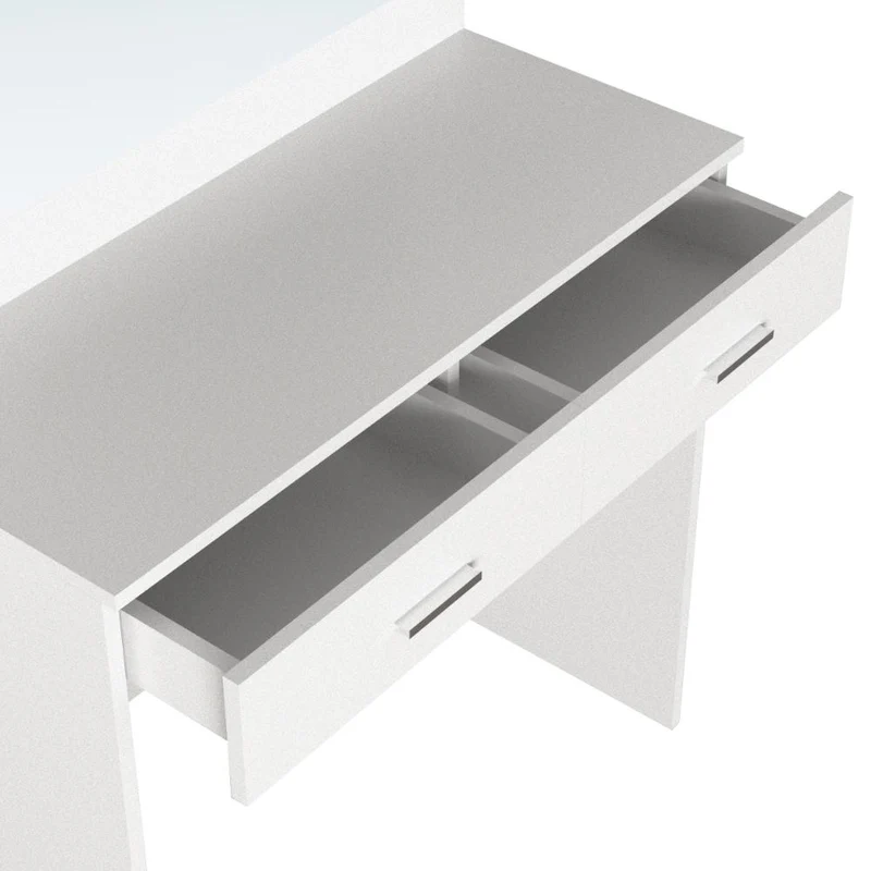 Tocador con Luces LED Bella, Blanco Mate, Incluye la Silla
