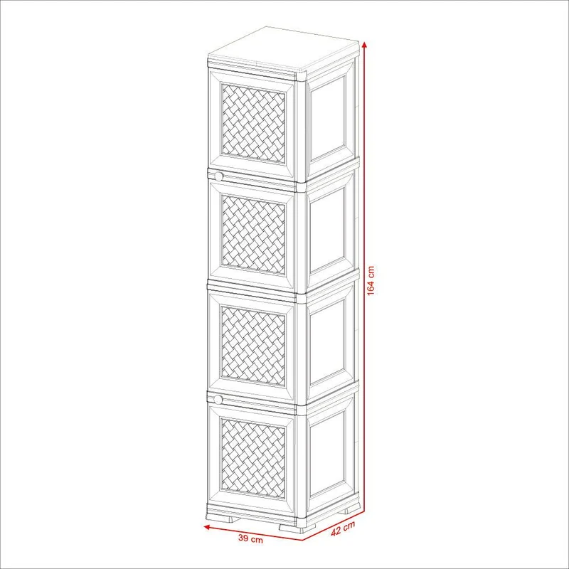 Mueble Organizador Elegance Donatello, Rattan Blanco Marqueza, con Dos Puertas Batientes