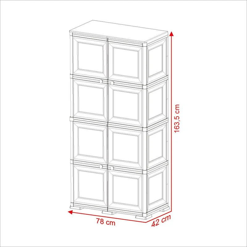 Mueble Organizador Elegance Liso Da Vinci, Cocoa, con Cuatro Puertas Batientes