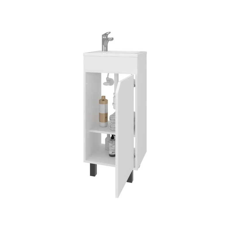 Mueble para Lavamanos Betel, Blanco Kronos, Incluye Lavamanos Plastiglas Floresta 40