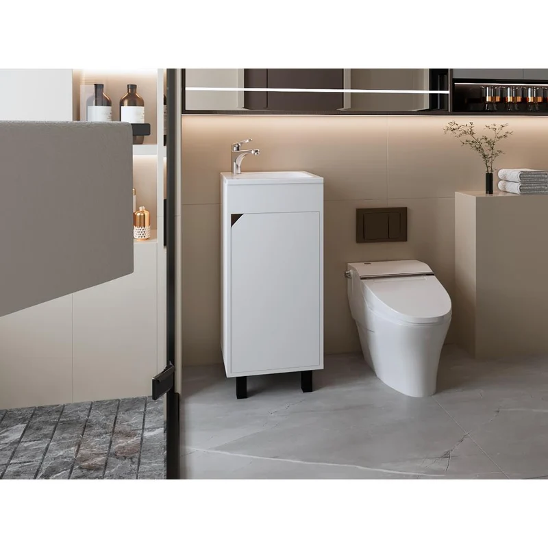Mueble para Lavamanos Betel, Blanco Kronos, Incluye Lavamanos Plastiglas Floresta 40