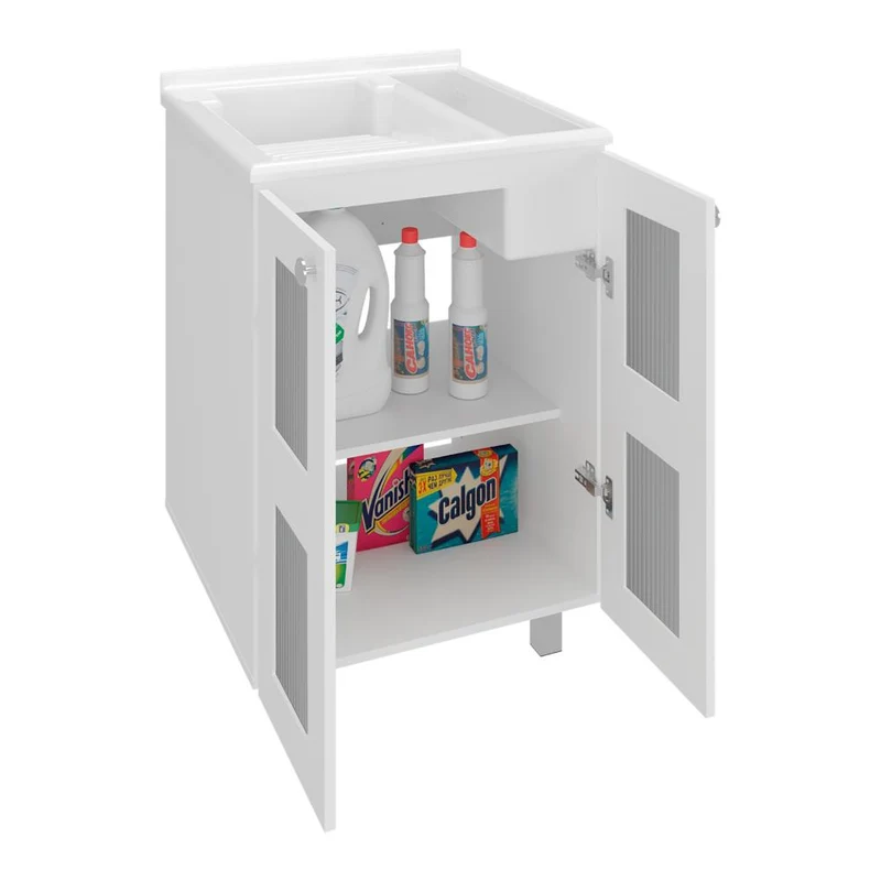 Mueble para Lavamanos Haysi, Kronos Blanco, Dos Puertas Abatibles y Entrepaño, Incluye Lavamanos ZF