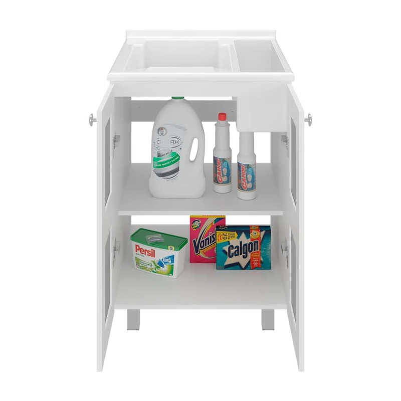 Mueble para Lavamanos Haysi, Kronos Blanco, Dos Puertas Abatibles y Entrepaño, Incluye Lavamanos ZF