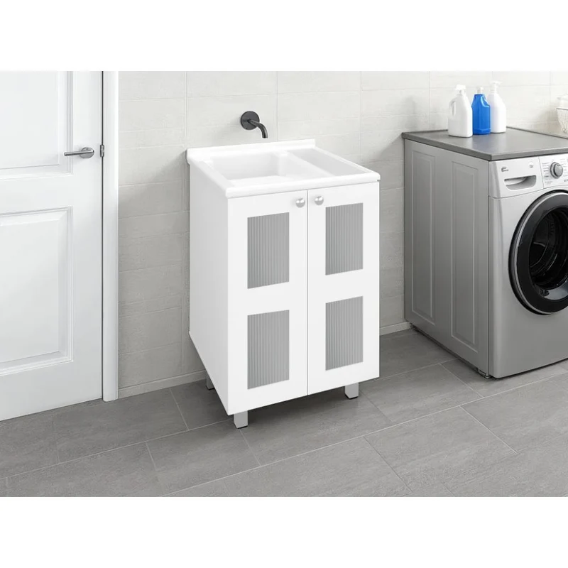 Mueble para Lavamanos Haysi, Kronos Blanco, Dos Puertas Abatibles y Entrepaño, Incluye Lavamanos ZF