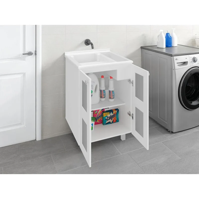 Mueble para Lavamanos Haysi, Kronos Blanco, Dos Puertas Abatibles y Entrepaño, Incluye Lavamanos ZF