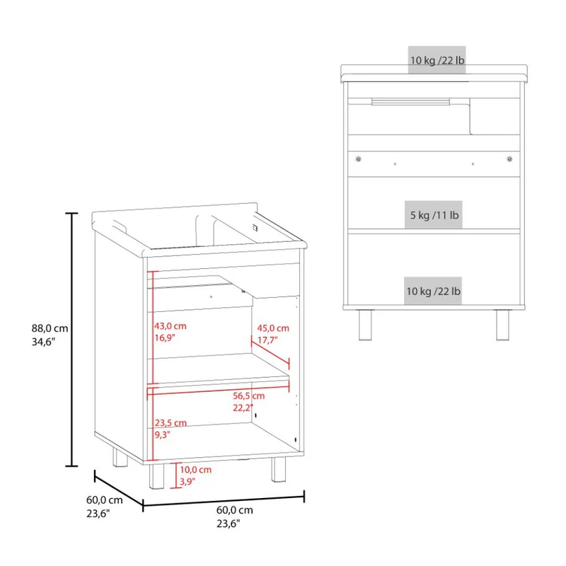 Mueble para Lavamanos Haysi, Kronos Blanco, Dos Puertas Abatibles y Entrepaño, Incluye Lavamanos ZF