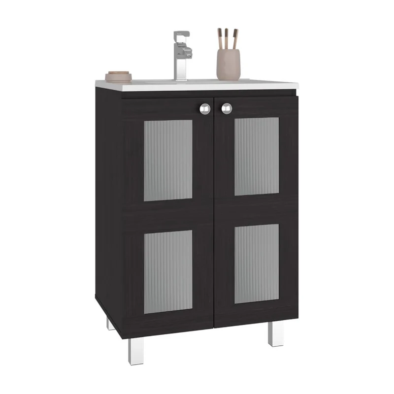 Mueble para Lavamanos Haysi, Wengue, Dos Puertas Abatibles y Entrepaño, Incluye Lavamanos ZF