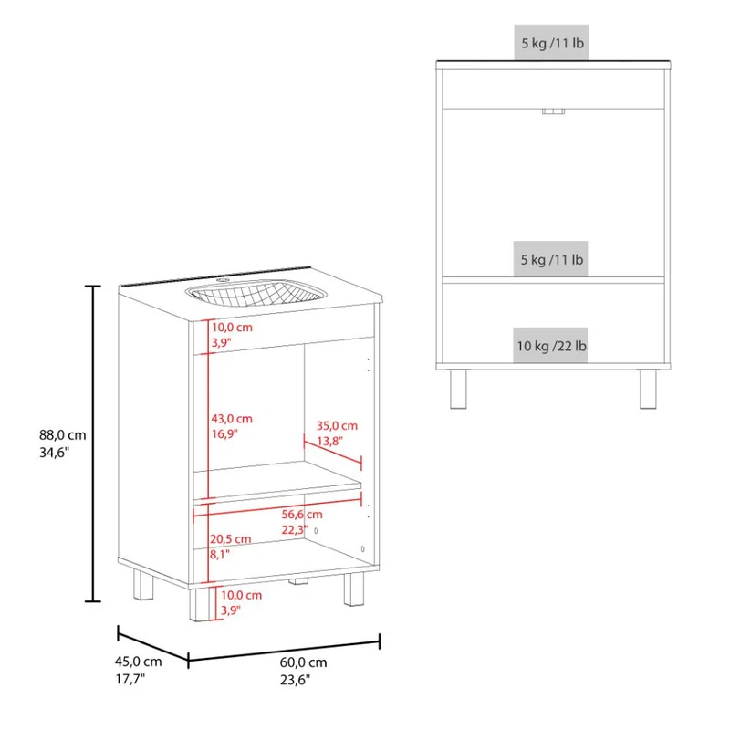 Mueble para Lavamanos Haysi, Wengue, Dos Puertas Abatibles y Entrepaño, Incluye Lavamanos ZF